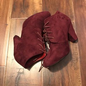 Burgundy suede booties